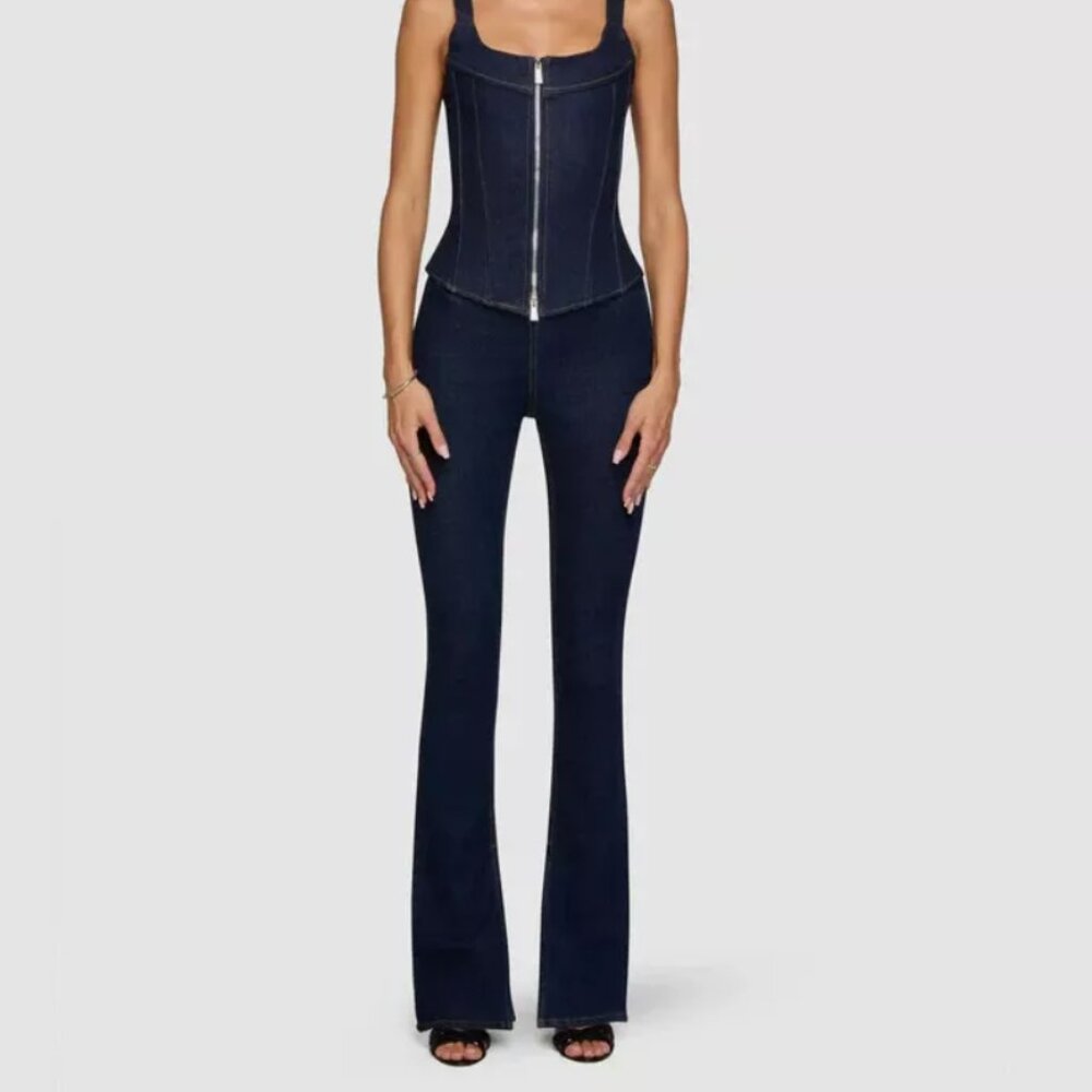 EB Denim WOMEN'S JEANS boot cut leg split hem jegging midnight NWT high rise XS